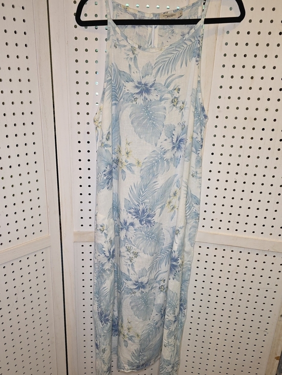 Lungo L’Arno Dresses & Skirts - Lungo L'Arno 100% Linen Sleeveless Light Blue Floral Maxi Dress Tropical Small